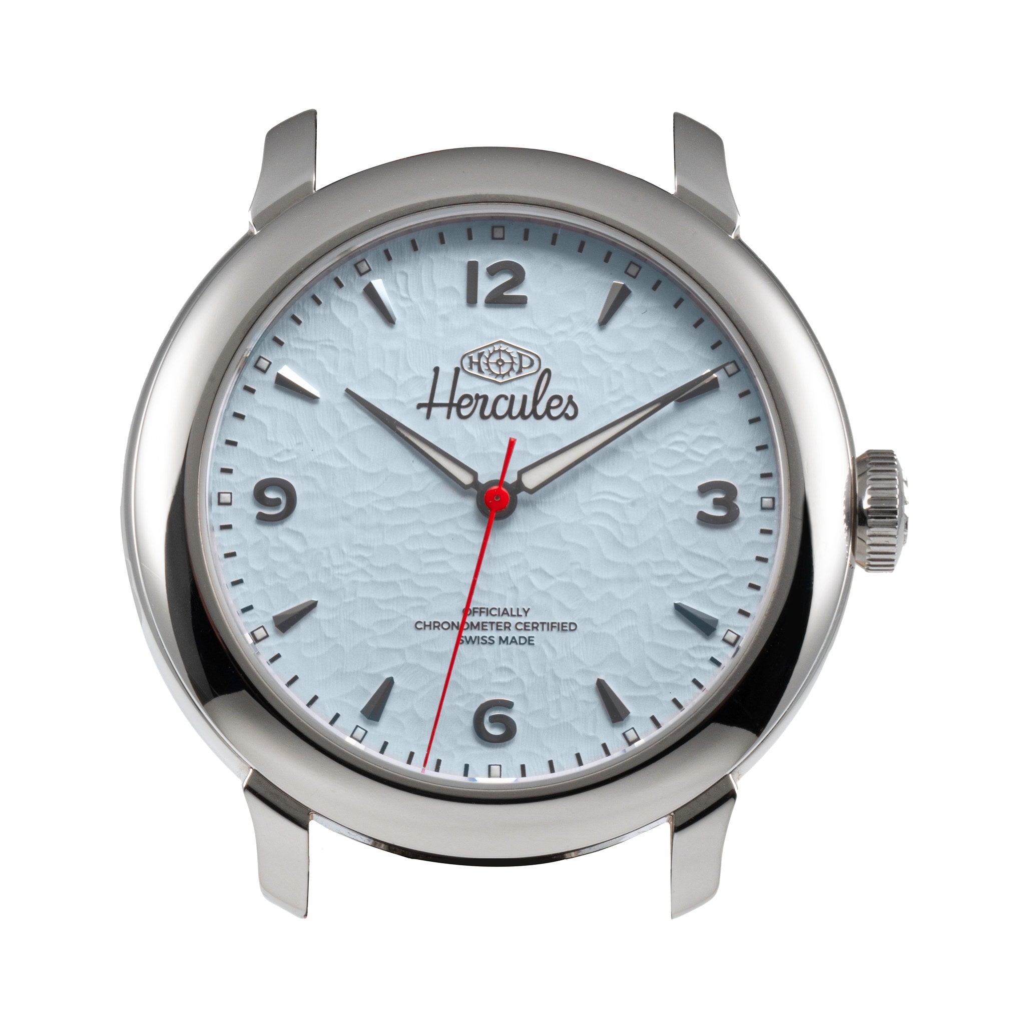 HP Hercules Hercules Micro-Rotor – Steel — Ice Blue Dial, Custom Strap