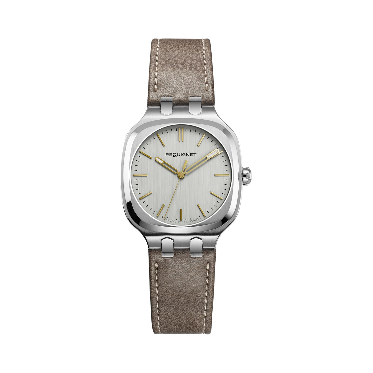Concorde 30mm – Silver With Gold Index – Leather / Taupe