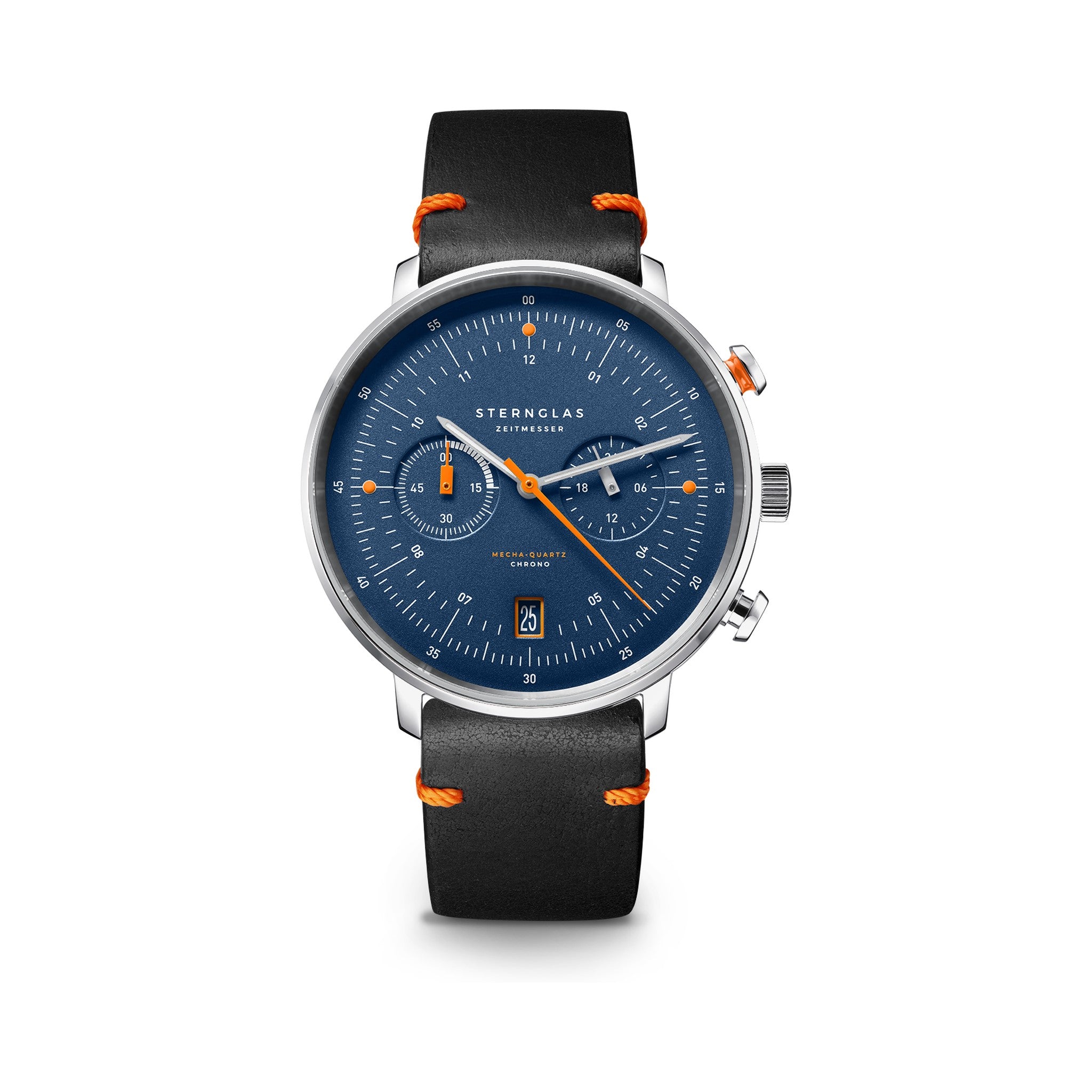 HAMBURG Chrono dark blue silver / Edition strap 20 Küste nero orange