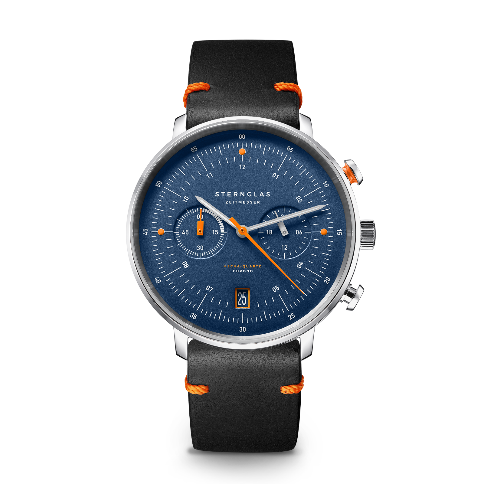 HAMBURG Chrono dark blue silver / Edition strap 20 Küste nero orange