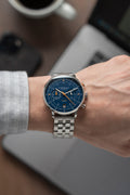 HAMBURG Chrono  dark blue silver / metal strap 20 silver