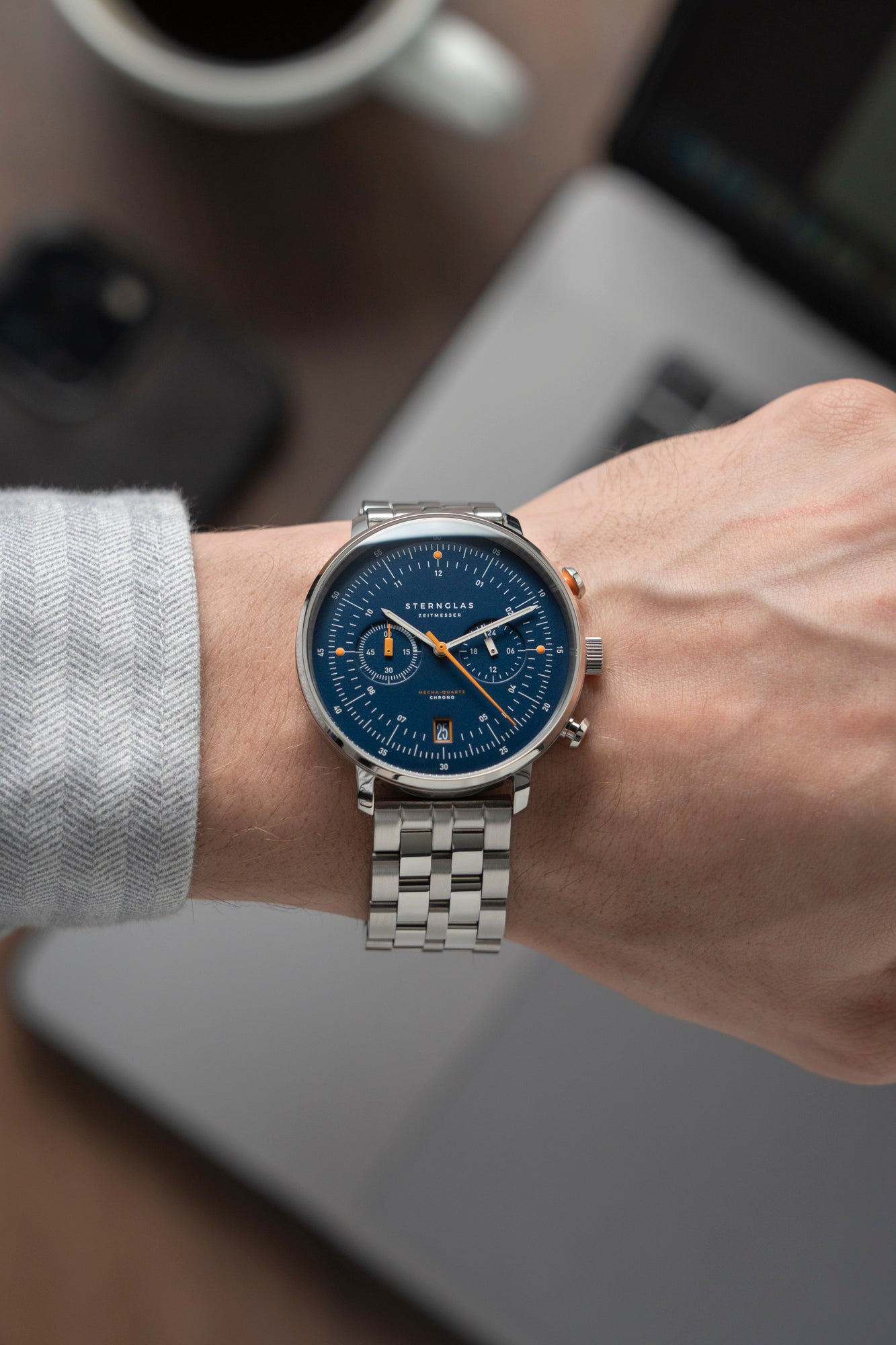 HAMBURG Chrono  dark blue silver / metal strap 20 silver