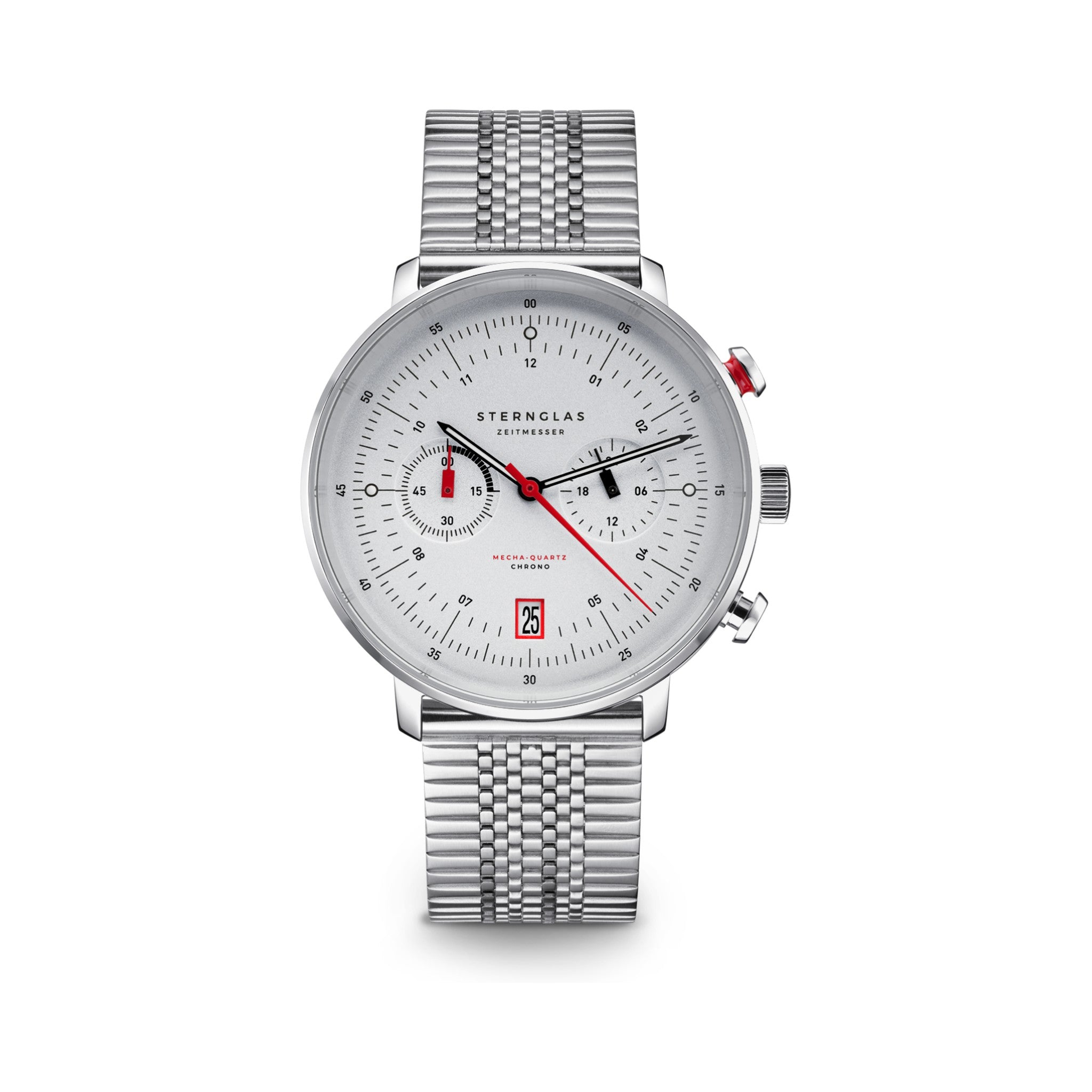 HAMBURG Chrono silver-satined silver / SuperSlim metal strap 20 silver