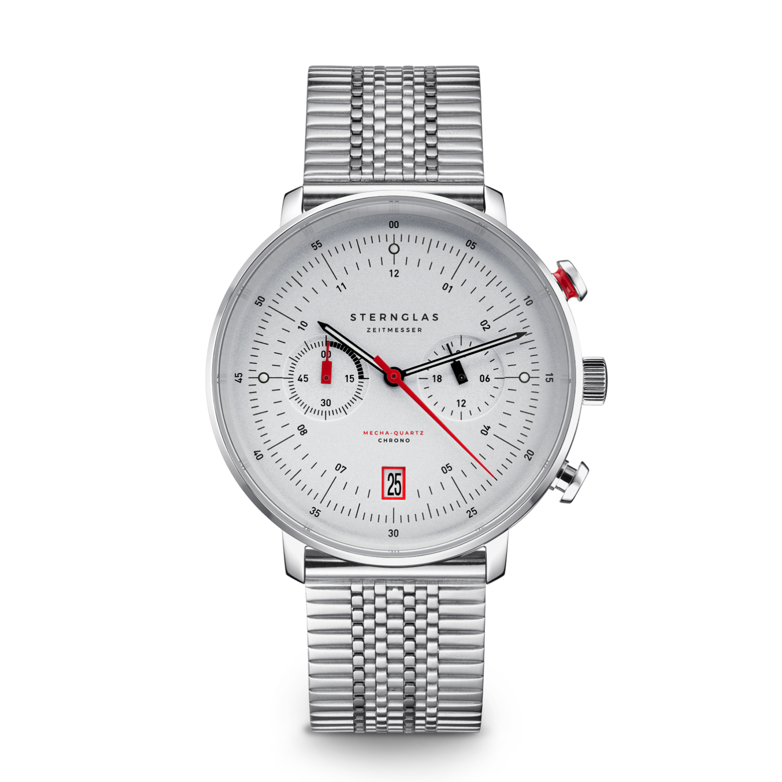 HAMBURG Chrono silver-satined silver / SuperSlim metal strap 20 silver