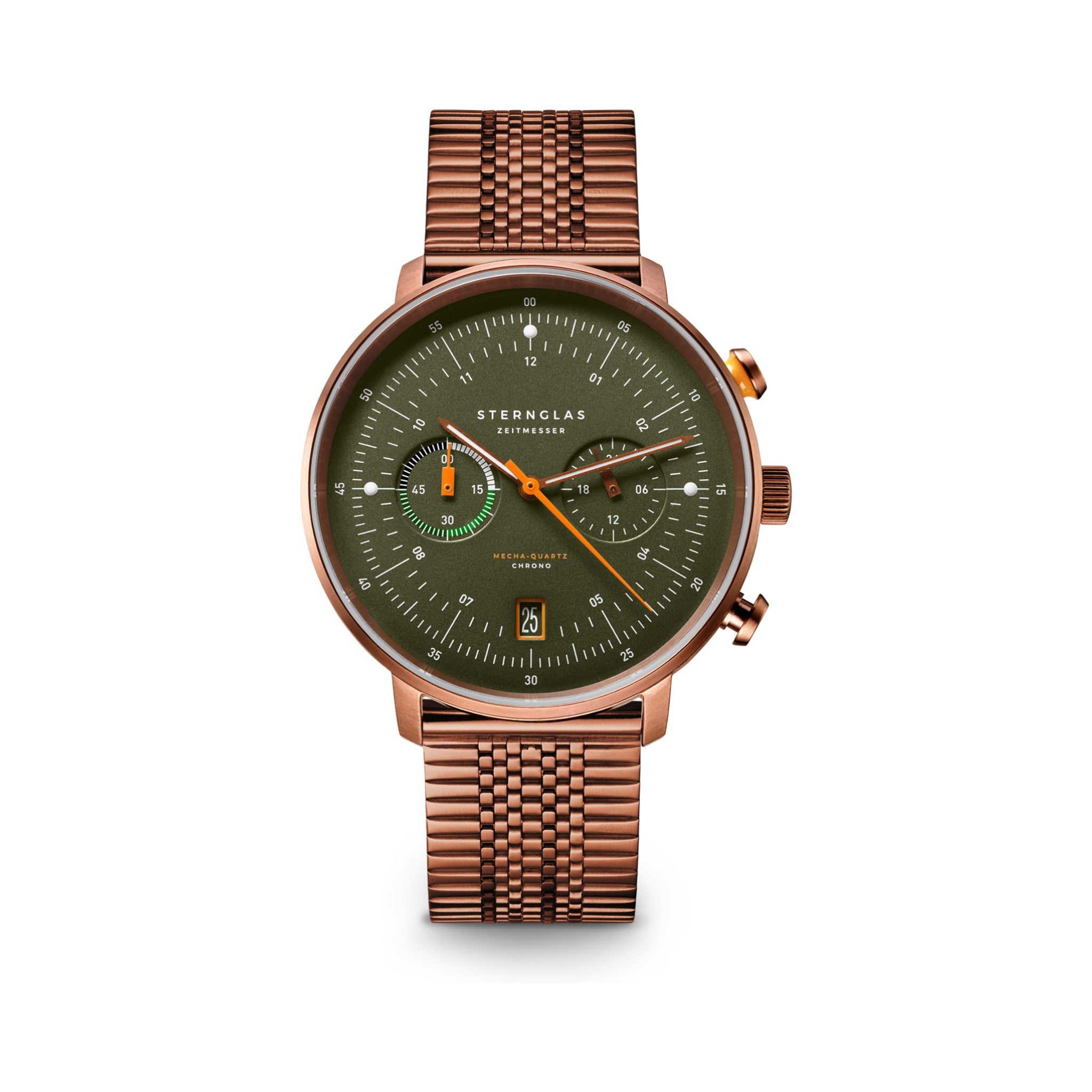 HAMBURG Chrono green bronze / SuperSlim metal strap 20 bronze