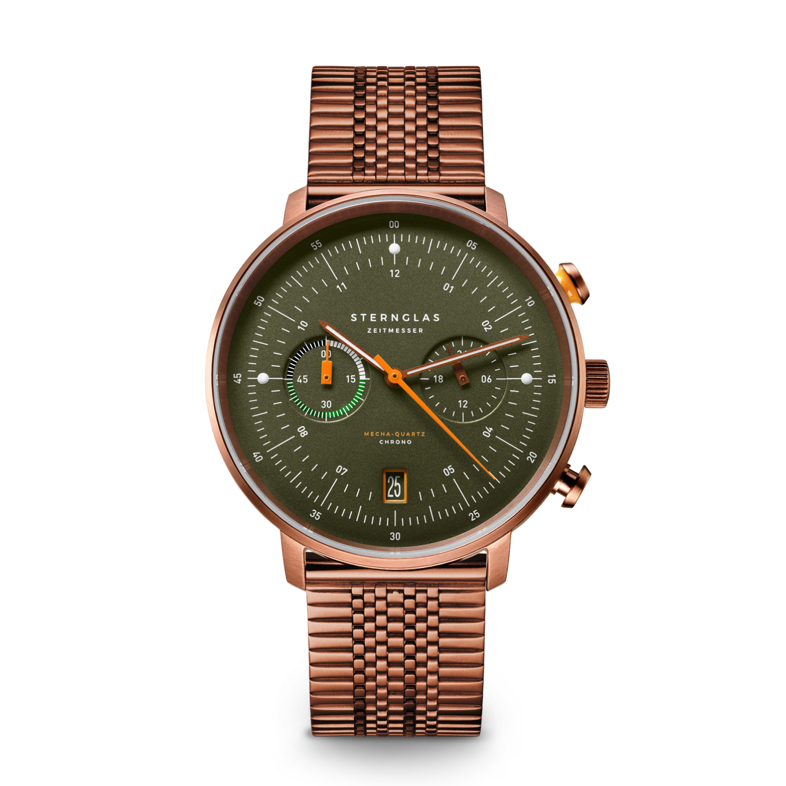 HAMBURG Chrono green bronze / SuperSlim metal strap 20 bronze