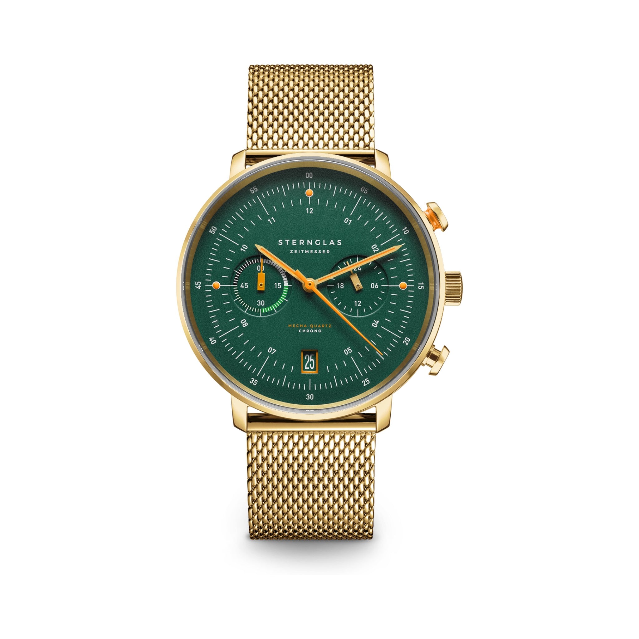 HAMBURG Chrono Edition Vintage dark green gold / Milanaise 20 gold