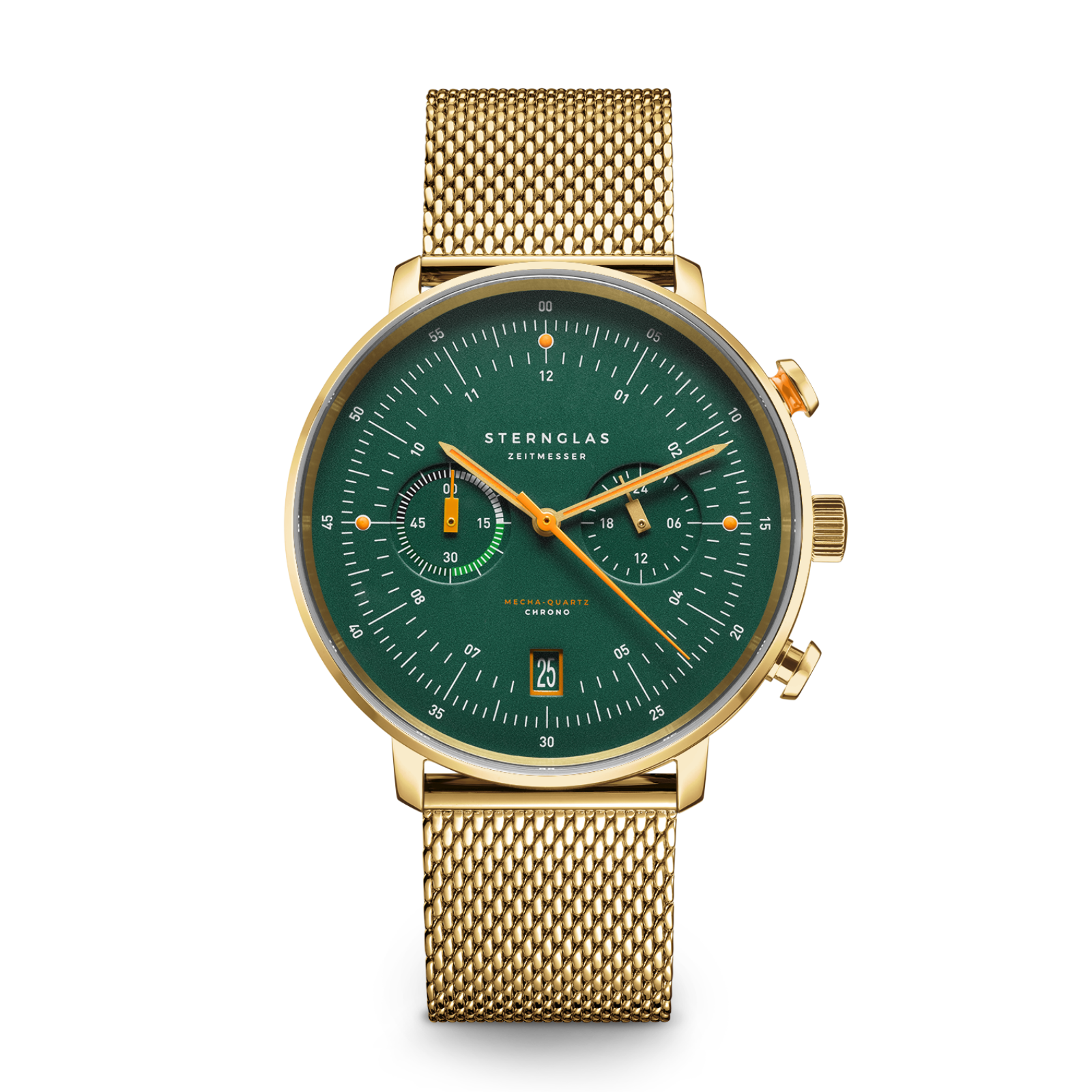 HAMBURG Chrono Edition Vintage dark green gold / Milanaise 20 gold