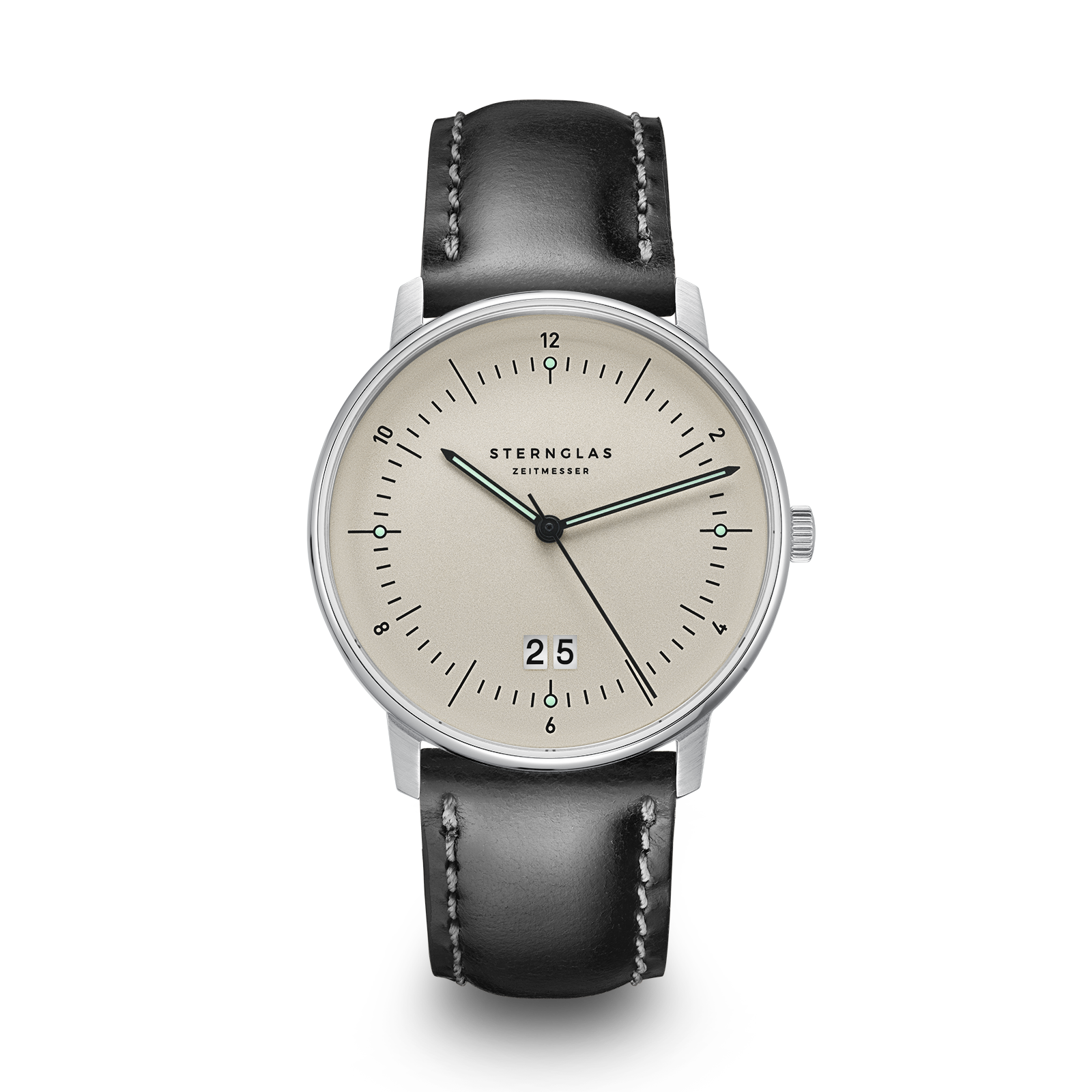 NAOS Big Date alabaster silver / Bridle 20 black silver