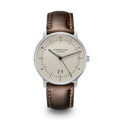 NAOS Big Date alabaster silver / Bridle 20 dark brown silver