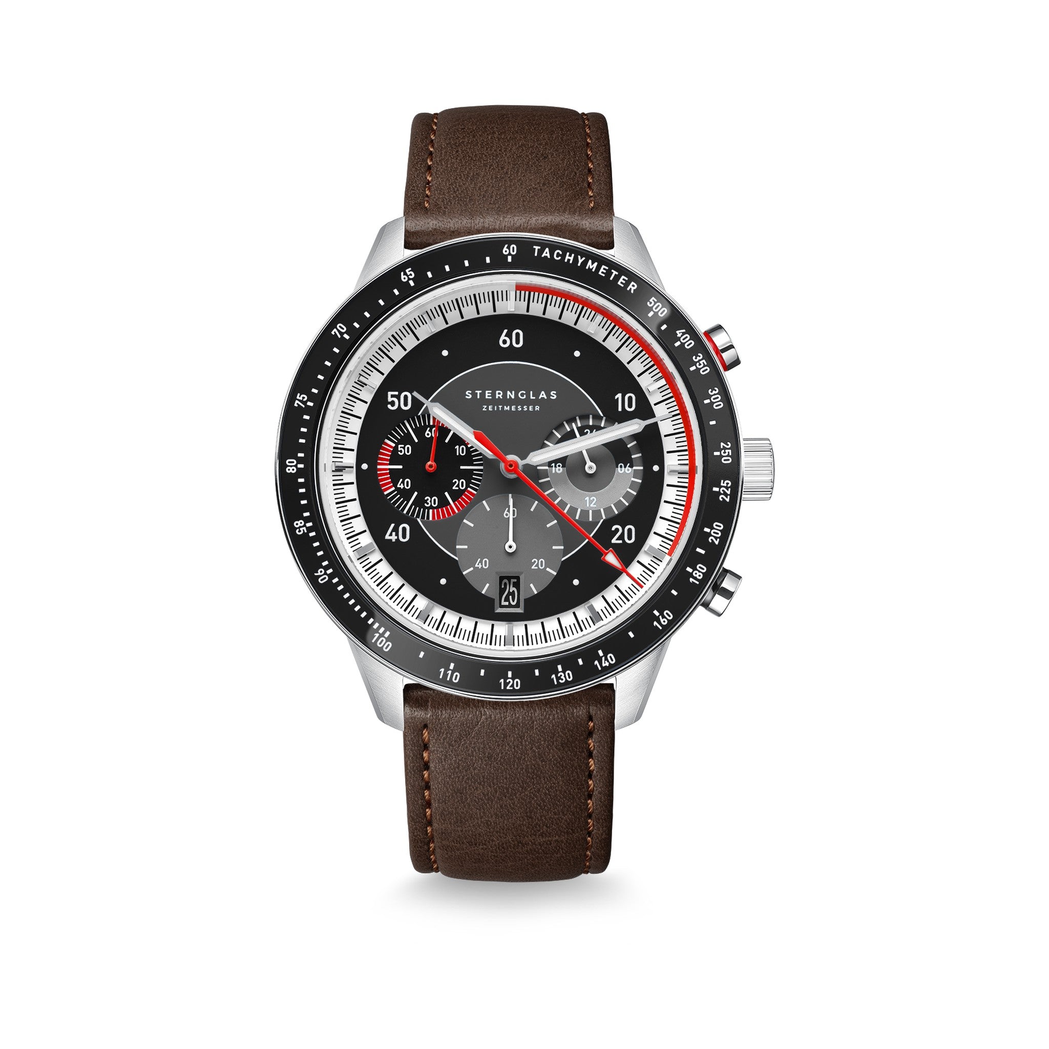 TACHYMETER 2.0 black silver / Modena 20 dark brown