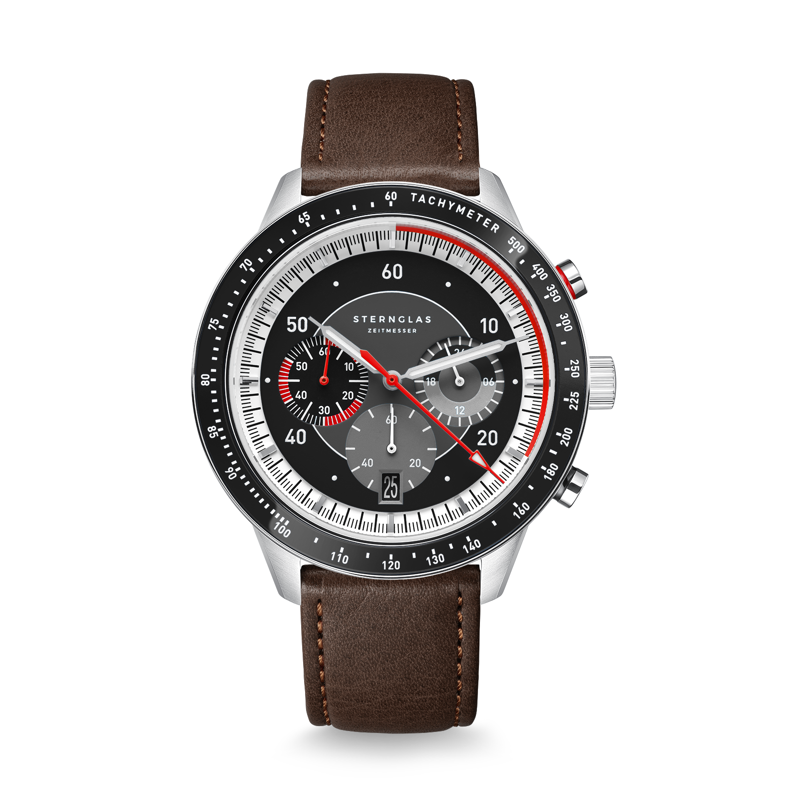 TACHYMETER 2.0 black silver / Modena 20 dark brown