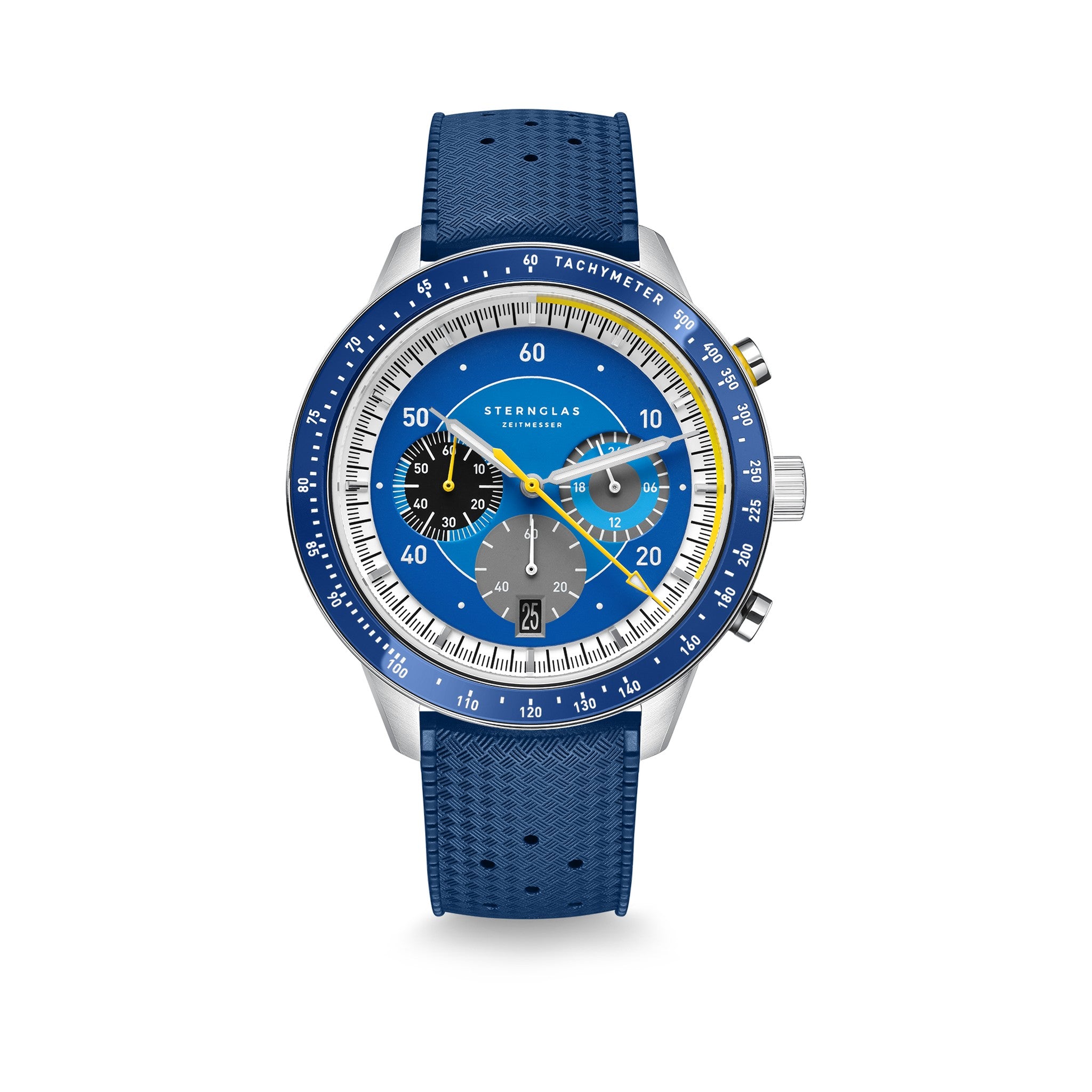 TACHYMETER 2.0  dark blue silver / Rubber strap 20 dark blue