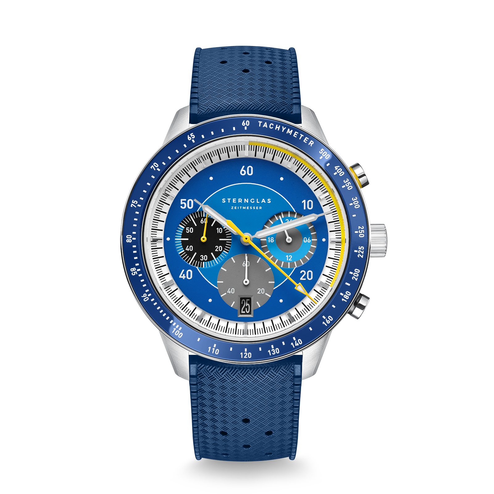 TACHYMETER 2.0  dark blue silver / Rubber strap 20 dark blue