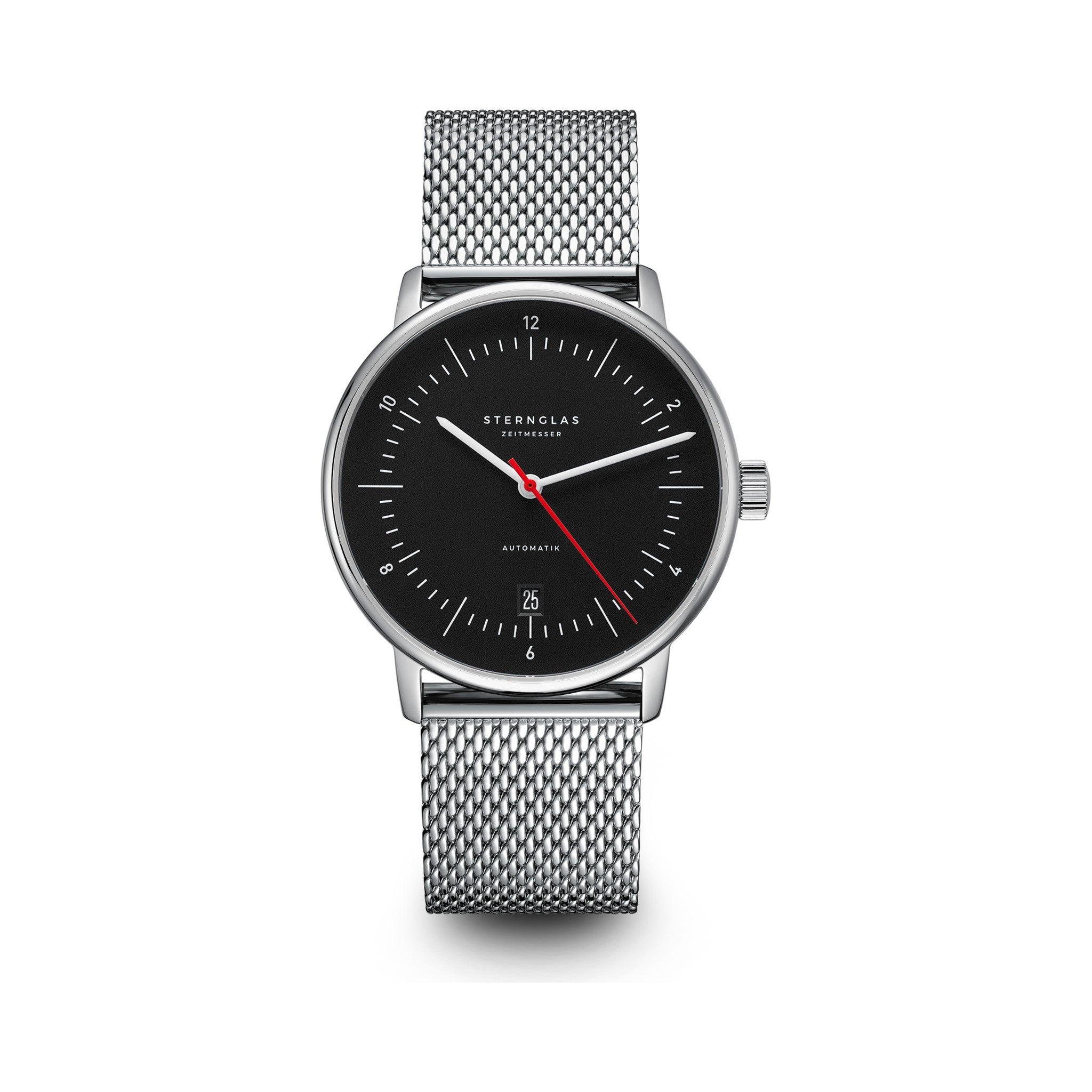 NAOS Automatik black-red silver / Milanaise 20 silver