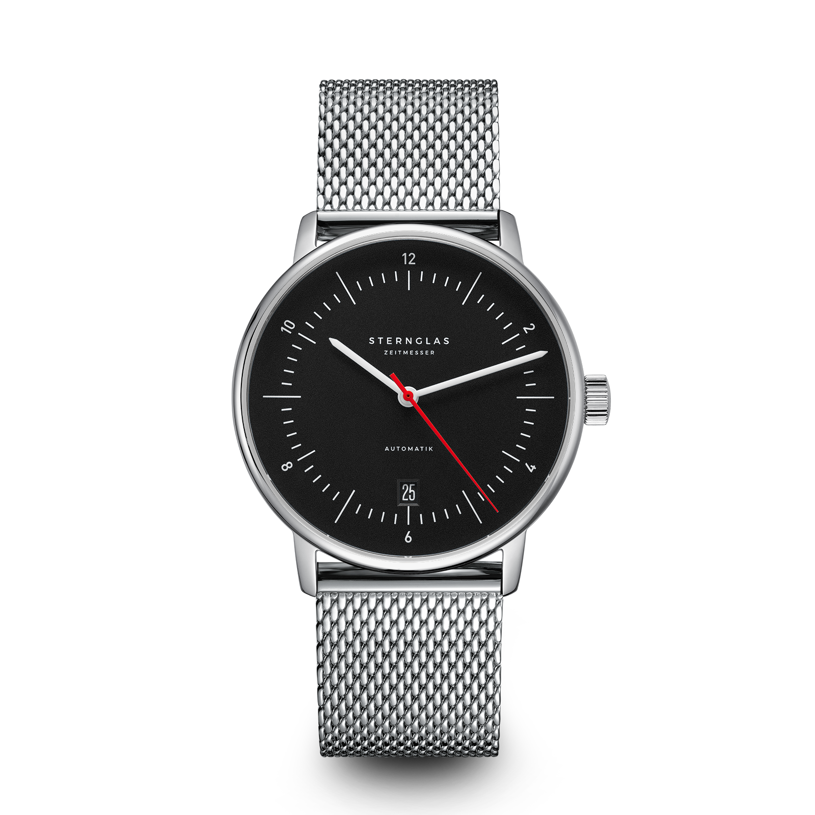 NAOS Automatik black-red silver / Milanaise 20 silver