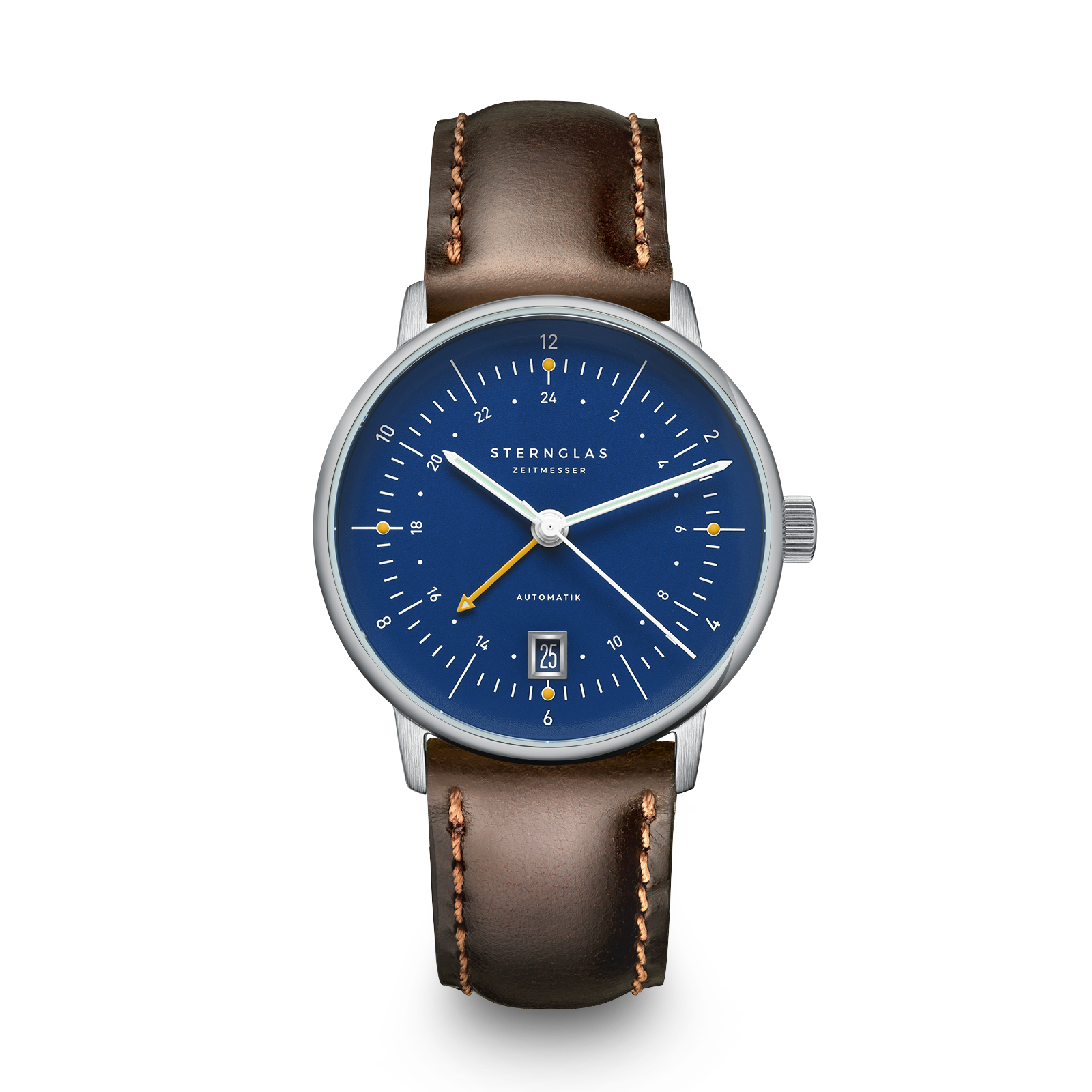 NAOS Pro GMT Automatic dark blue silver / Bridle 20 dark brown