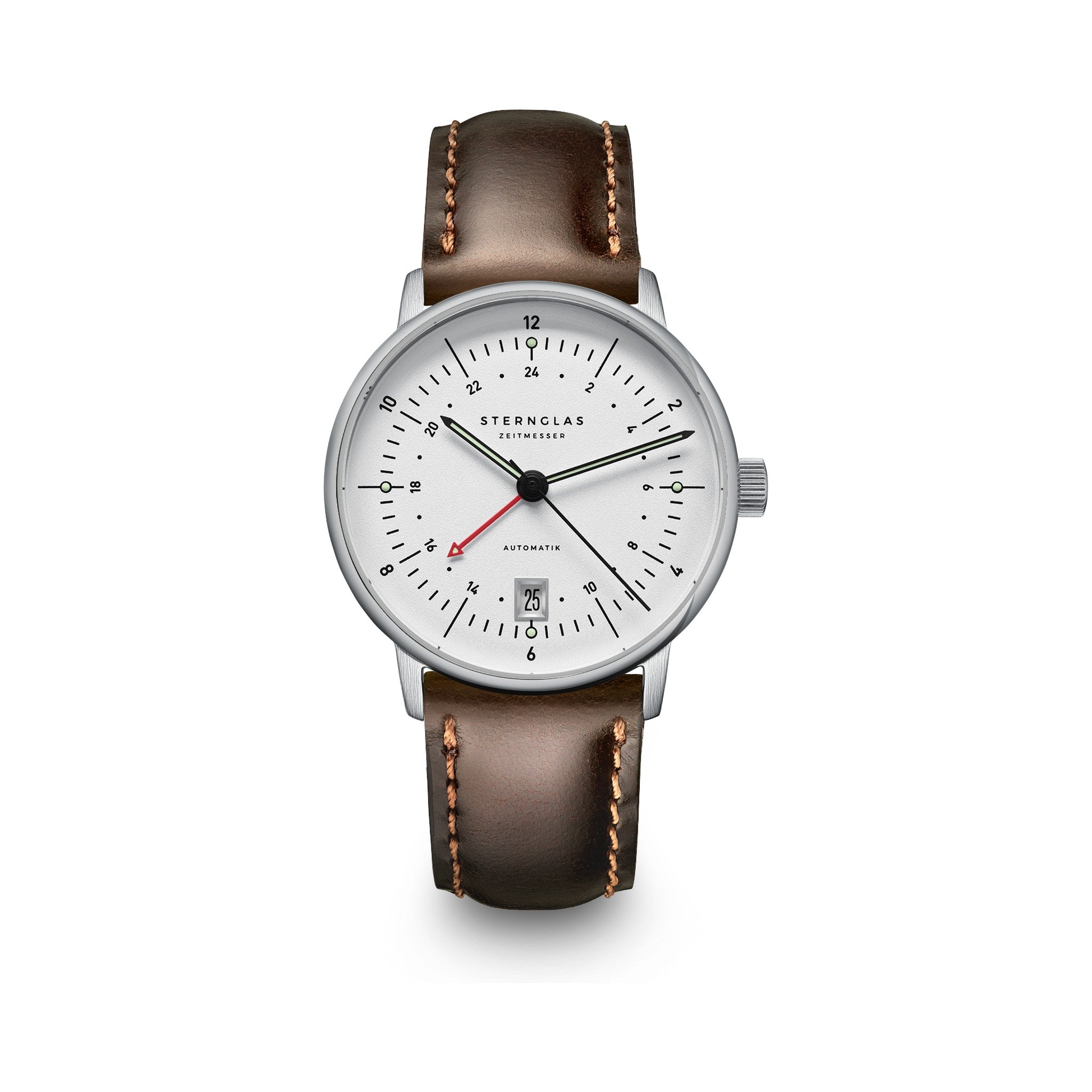 NAOS Pro GMT Automatic silver silver / Bridle 20 dark brown