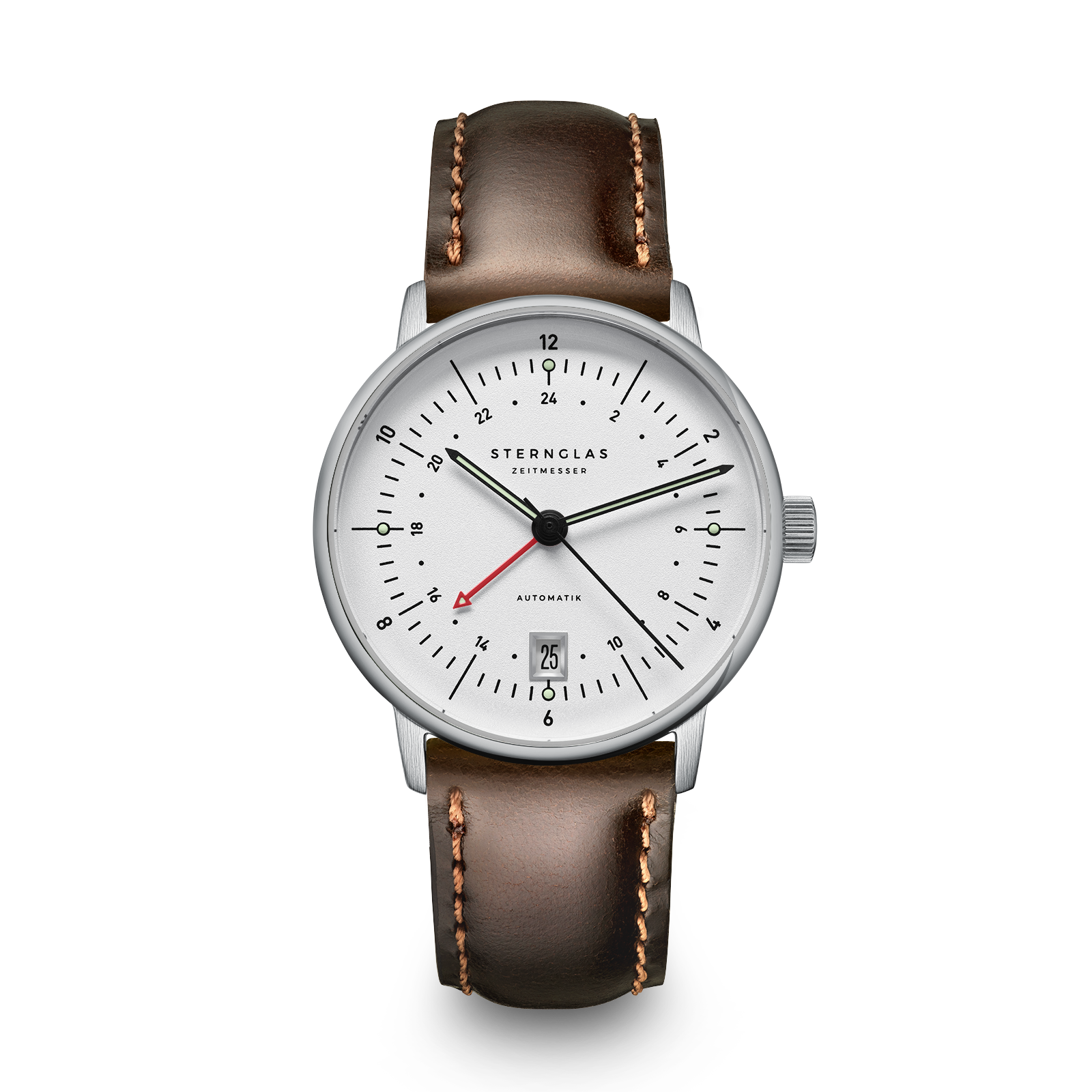 NAOS Pro GMT Automatic silver silver / Bridle 20 dark brown